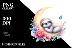 Vibrant Moonlight Sloth Clipart Product Image 2