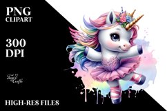 Colorful Baby Unicorn in Dancer&#039;s Outfit, PNG Product Image 3