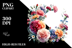 Abstract Carnation Frame, Watercolor PNG Product Image 2