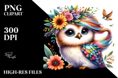 Cute Vibrant Baby Owl PNG Product Image 2