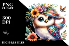 Cute Vibrant Baby Owl PNG Product Image 1