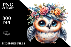 Cute Vibrant Baby Owl PNG Product Image 2