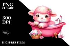 Colorful Lamb Resting on Bathtub PNG Product Image 2