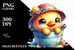 Colorful Brownish Plush Duck Cuddling Clipart Product Image 1