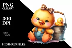 Vibrant Watercolor Cute Baby Plush Duck Product Image 3