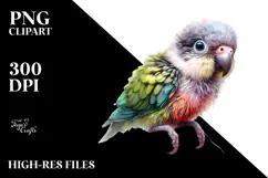 Digital Watercolor Baby Parrot, High-Quality PNG Product Image 2