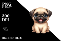 Baby Pug Floral Frame Clipart Product Image 2