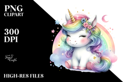 Baby Unicorn Colorful Whimsical Pastel Watercolor Product Image 2