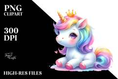 Baby Unicorn Colorful Whimsical Pastel Watercolor Product Image 2