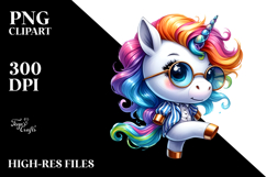 Dancing Unicorn with Floral Wreath PNG Product Image 2