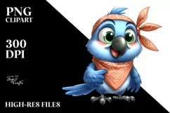 Funny Parrot Standing with Bandana | Clipart Product Image 1