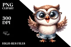 Excited Goofy Owl Sunglasses Clipart Product Image 1