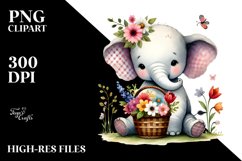 Colorful Baby Elephant PNG Product Image 2