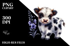Cute Baby Highland Cow Lobelia Clipart Product Image 1