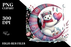 Adorned Polar Bear with Heart PNG Product Image 2