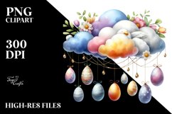 Easter Cloud with Hanging Eggs PNG Product Image 2