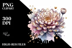 Glossy Golden Chrysanthemum | Sublimation | Clipart Product Image 1