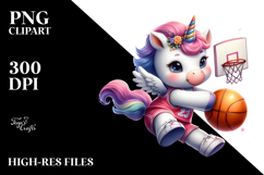 Cute Baby Unicorn Basketball Watercolor Pastel Product Image 2