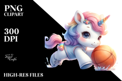 Cute Baby Unicorn Basketball Watercolor Pastel Product Image 2