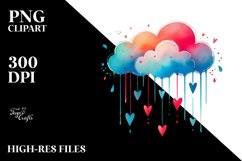 Simple Cloud with Hanging Hearts PNG Product Image 2