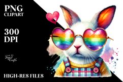 Easter Bunny with Heart Sunglasses Showing Heart Sign PNG Product Image 2