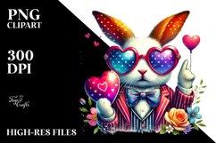 Easter Bunny with Heart Sunglasses Showing Heart Sign PNG Product Image 2