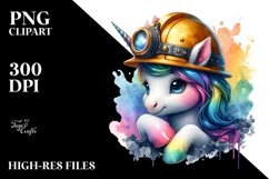 colorful Baby Unicorn Miner&#039;s Helmet PNG Product Image 3