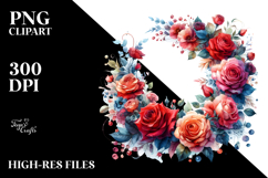 Abstract Horizontal Frame Red Roses Watercolor Product Image 2