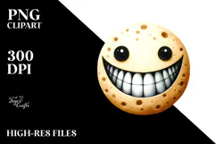 Funny Watercolor Halloween Moon Smile Big Teeth | Clipart Product Image 2