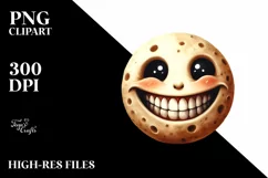 Funny Halloween Moon Smile Big Teeth Clipart Product Image 1
