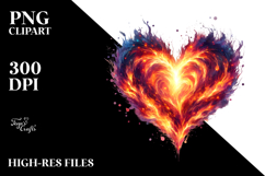 Fire Heart Digital PNG Product Image 2