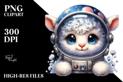 Cute Baby Lamb with Astronaut Helmet, PNG Product Image 2