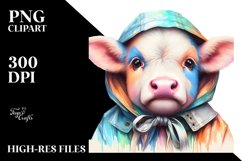 Baby Cow in Raincoat, Magical PNG Product Image 3