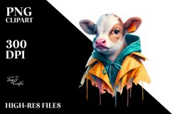 Baby Cow in Raincoat, Magical PNG Product Image 1