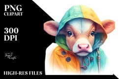 Baby Cow in Raincoat, Magical PNG Product Image 1