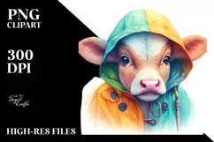 Baby Cow in Raincoat, Magical PNG Product Image 1
