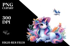 Baby Unicorn at Provencal Town, Magical PNG Product Image 1