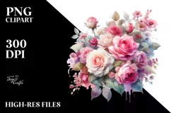 Colorful Pink Roses PNG Product Image 1