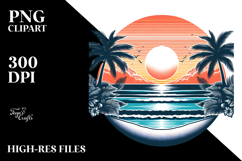 Retro Tropical Beach Sunset Clipart Tshirt Style Product Image 2