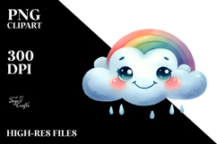 Whimsical Simple Smiling Colorful Cloud, PNG Product Image 2