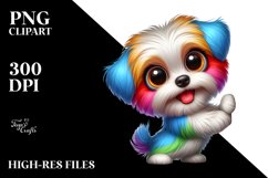 Cartoon Havanese Leaning Against Wall Clipart Product Image 1