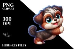 Cartoon Havanese Leaning Against Wall Clipart Product Image 1