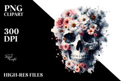 Colorful Skull Made of Flowers PNG Product Image 2