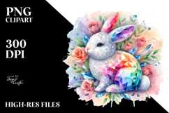 Watercolor Colorful Pastel Bunny Made of Diamonds PNG Product Image 2