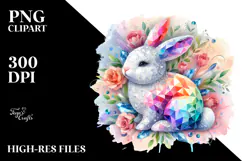 Watercolor Colorful Pastel Bunny Made of Diamonds PNG Product Image 2