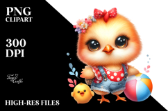 Cute Baby Chicken with Summer Clothes, PNG Product Image 2