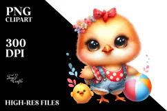 Cute Baby Chicken with Summer Clothes, PNG Product Image 2