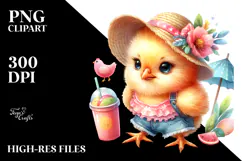 Cute Baby Chicken with Summer Clothes, PNG Product Image 2