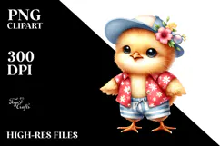 Cute Baby Chicken with Summer Clothes, PNG Product Image 2