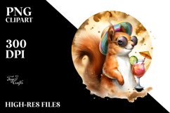 Funky Squirrel in Beachwear Drinking Cocktail Product Image 2